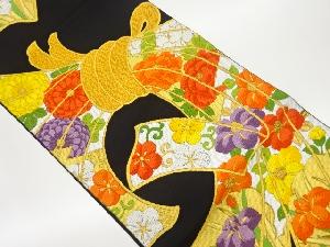 束ね熨斗に花々模様織出し袋帯